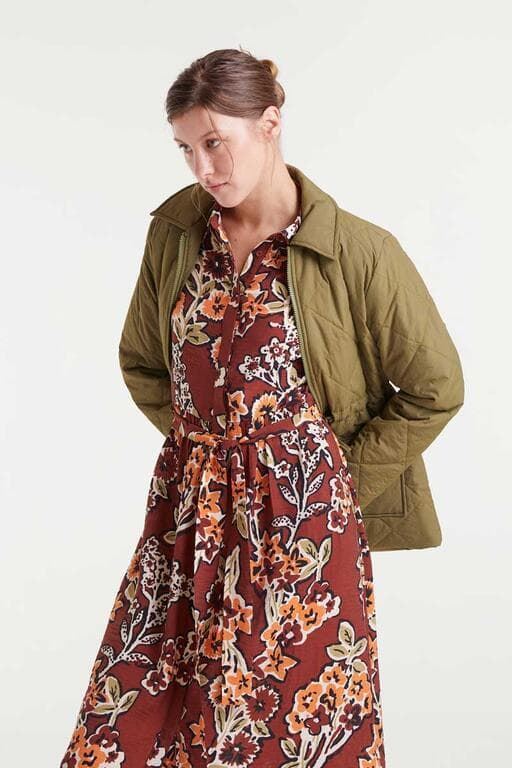 Compañía Fantástica_ Vestido midi marrón estampado flores - Imagen 4