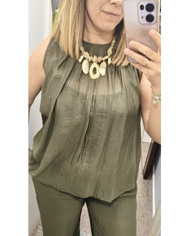 Conjunto Top y pantalón kaki - Imagen 2