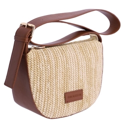 Don Algodón_ Bolso bandolera rafia con detalles en marrón - Imagen 1