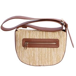 Don Algodón_ Bolso bandolera rafia con detalles en marrón - Imagen 2