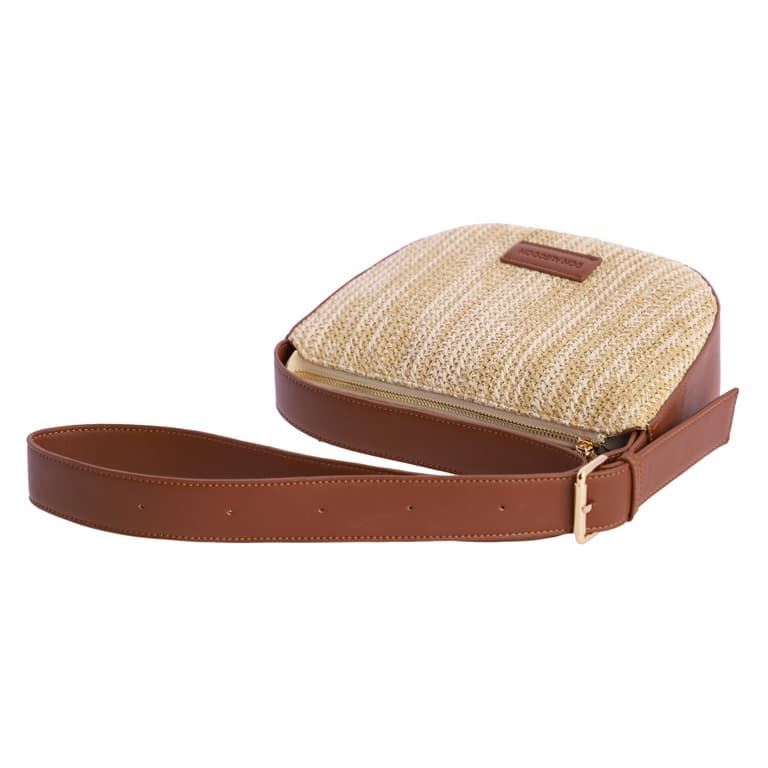 Don Algodón_ Bolso bandolera rafia con detalles en marrón - Imagen 4