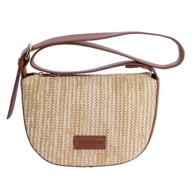 Don Algodón_ Bolso bandolera rafia con detalles en marrón - Imagen 5