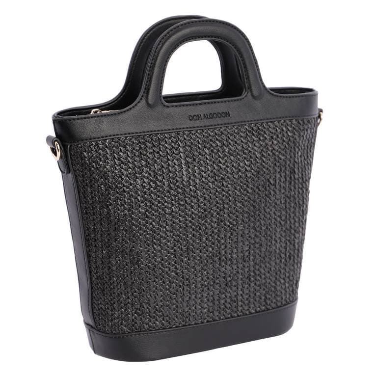Don Algodón_ Bolso mano rafia negro - Imagen 1