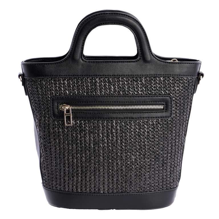 Don Algodón_ Bolso mano rafia negro - Imagen 2