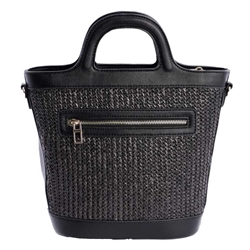 Don Algodón_ Bolso mano rafia negro - Imagen 2