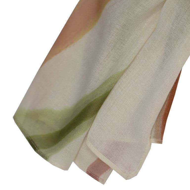 Don Algodón_ Pañuelo beige detalles verde y rosa - Imagen 1