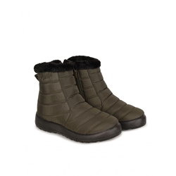 Eoligeros_ Bota acolchada con pelo interior en kaki - Imagen 2