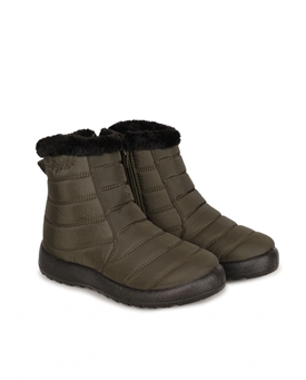 Eoligeros_ Bota acolchada con pelo interior en kaki - Imagen 2