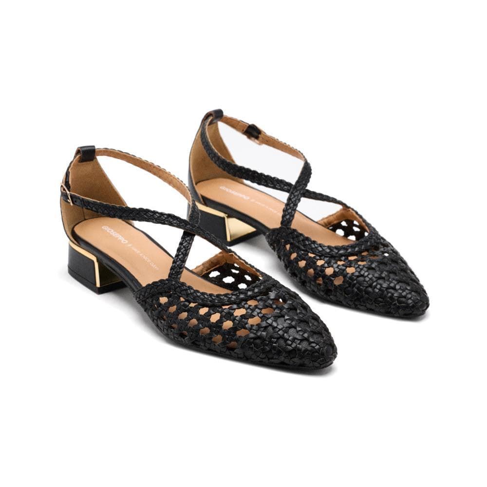 Gioseppo_ Bailarinas de piel trenzada negra - Imagen 1