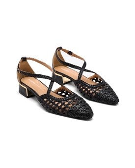 Gioseppo_ Bailarinas de piel trenzada negra - Imagen 1
