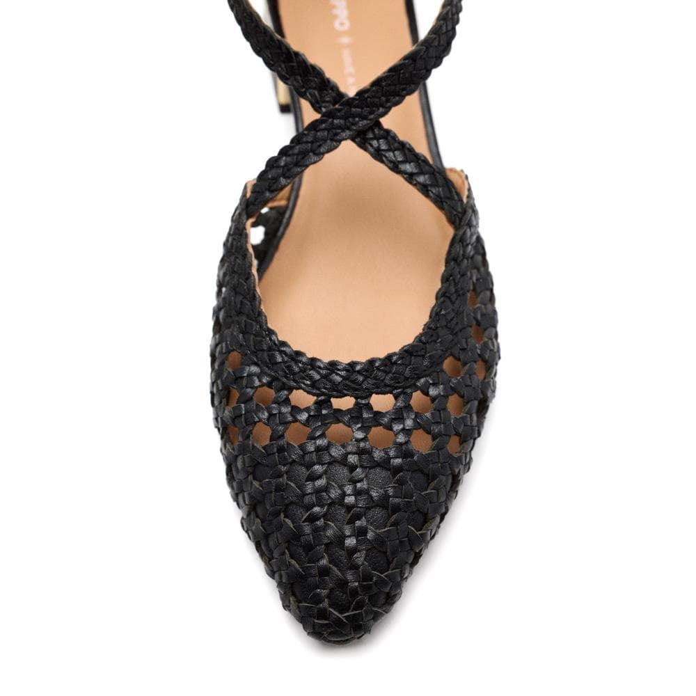 Gioseppo_ Bailarinas de piel trenzada negra - Imagen 3