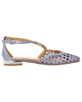 Gioseppo_ Bailarinas trenzadas de piel en azul metalizado - Imagen 2