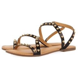 Gioseppo_ Sandalia piel negra tachuelas doradas - Imagen 1