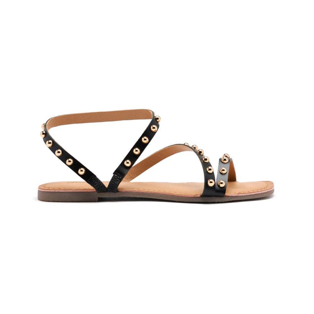 Gioseppo_ Sandalia piel negra tachuelas doradas - Imagen 2