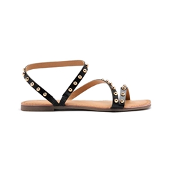 Gioseppo_ Sandalia piel negra tachuelas doradas - Imagen 2