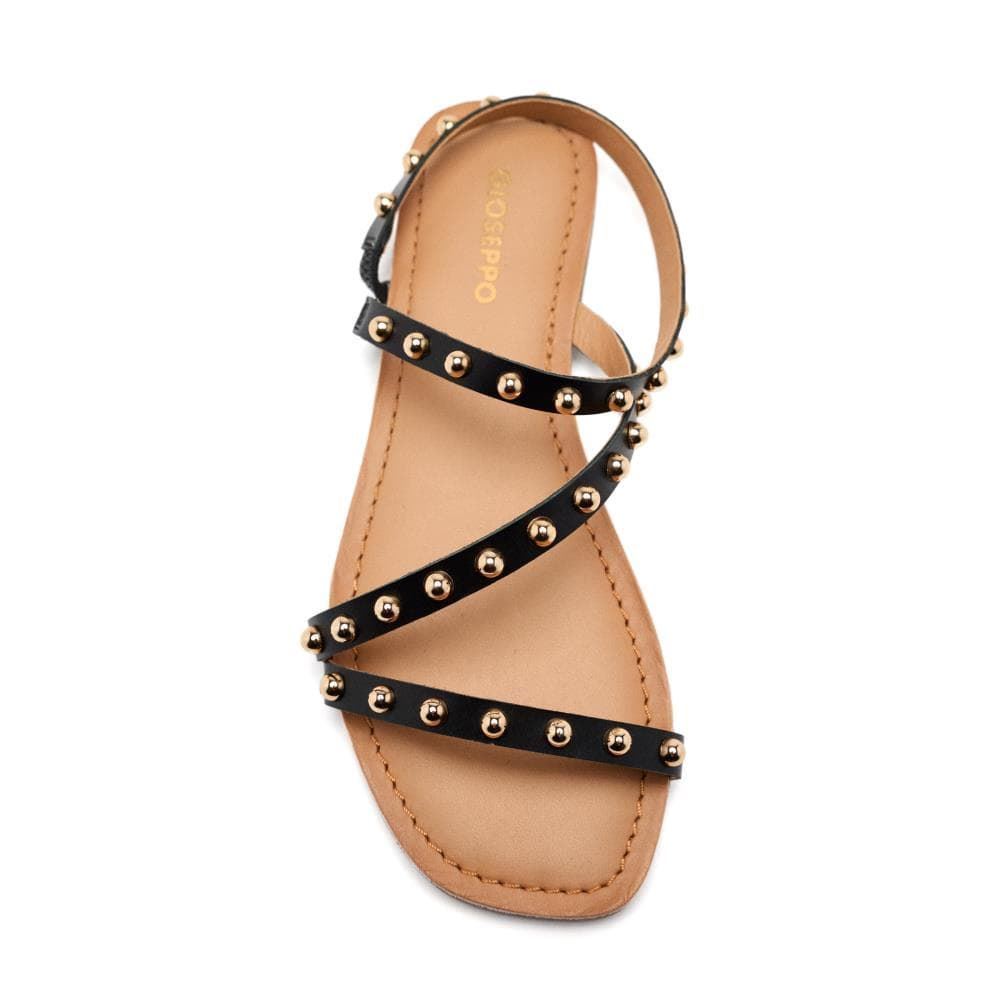 Gioseppo_ Sandalia piel negra tachuelas doradas - Imagen 4