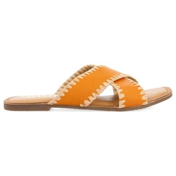 Gioseppo_ Sandalias naranjas de piel con pasados de rafia - Imagen 1