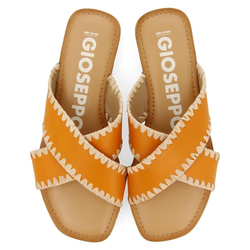 Gioseppo_ Sandalias naranjas de piel con pasados de rafia - Imagen 4