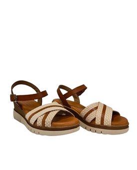 Jordana_ Sandalia cuña cruzada beige - Imagen 2