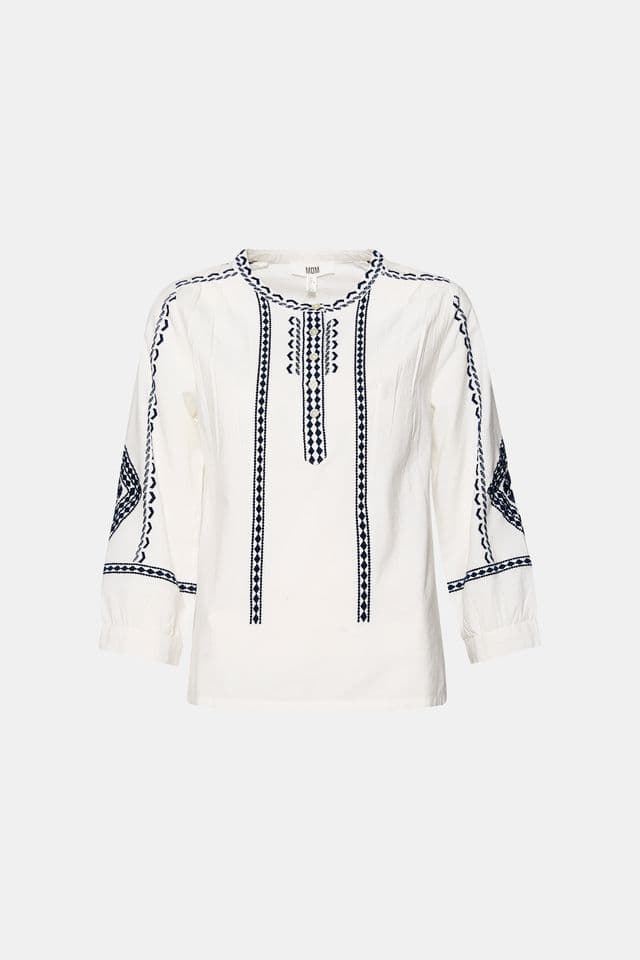 Md´M_ Blusa blanca bordados marino - Imagen 1