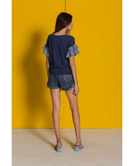 Md´M Leyenda_ Camiseta volante cuadros marino - Imagen 2