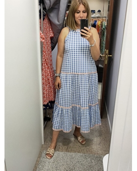 Md´M_ Vestido cuados azul midi - Imagen 1