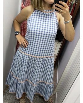 Md´M_ Vestido cuados azul midi - Imagen 2