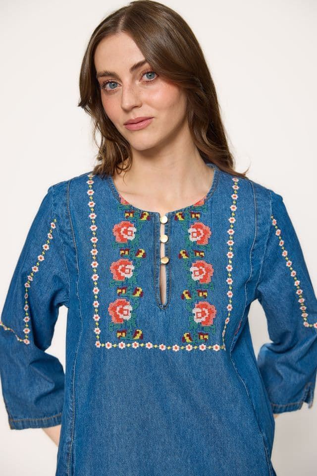 Md´M_ Vestido denim bordados - Imagen 4