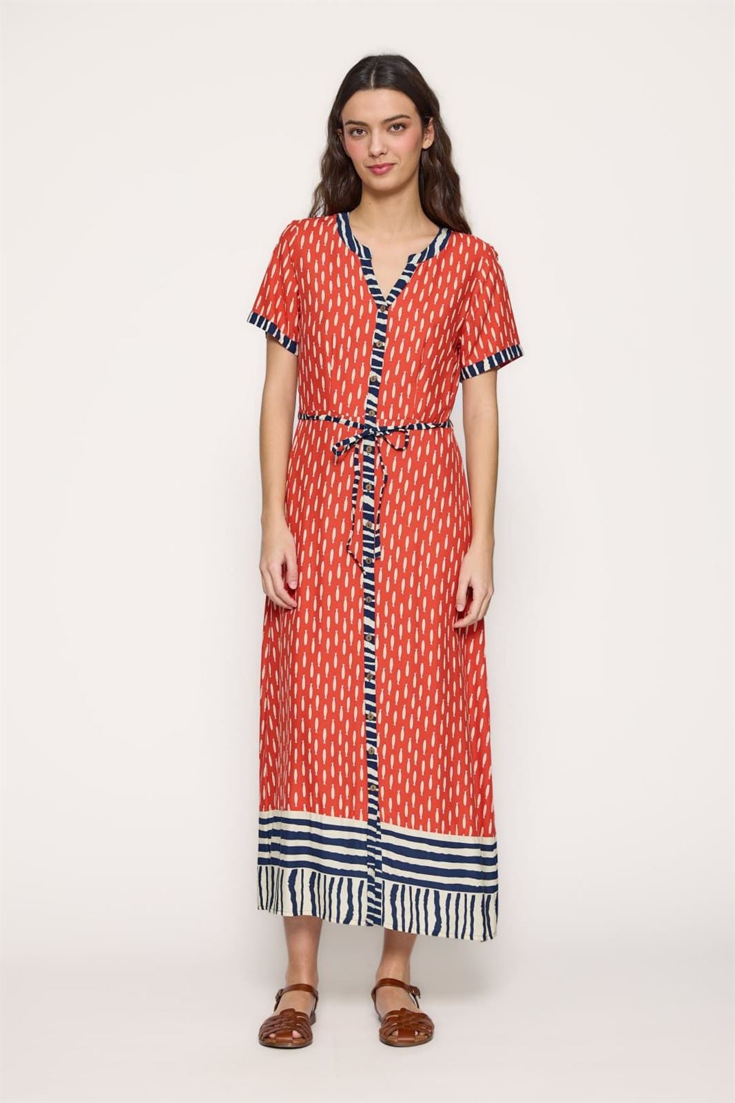 Md´M _ Vestido largo salmón estampado sardinas - Imagen 1