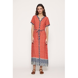 Md´M _ Vestido largo salmón estampado sardinas - Imagen 1