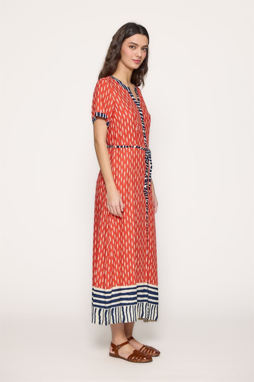 Md´M _ Vestido largo salmón estampado sardinas - Imagen 4