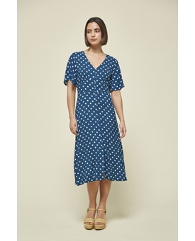 Md´M_Vestido marino midi topitos - Imagen 1