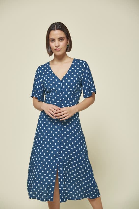 Md´M_Vestido marino midi topitos - Imagen 4