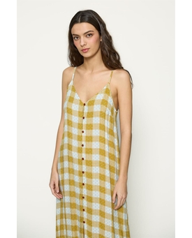 Md´M_ Vestido midi cuadros mostaza - Imagen 2