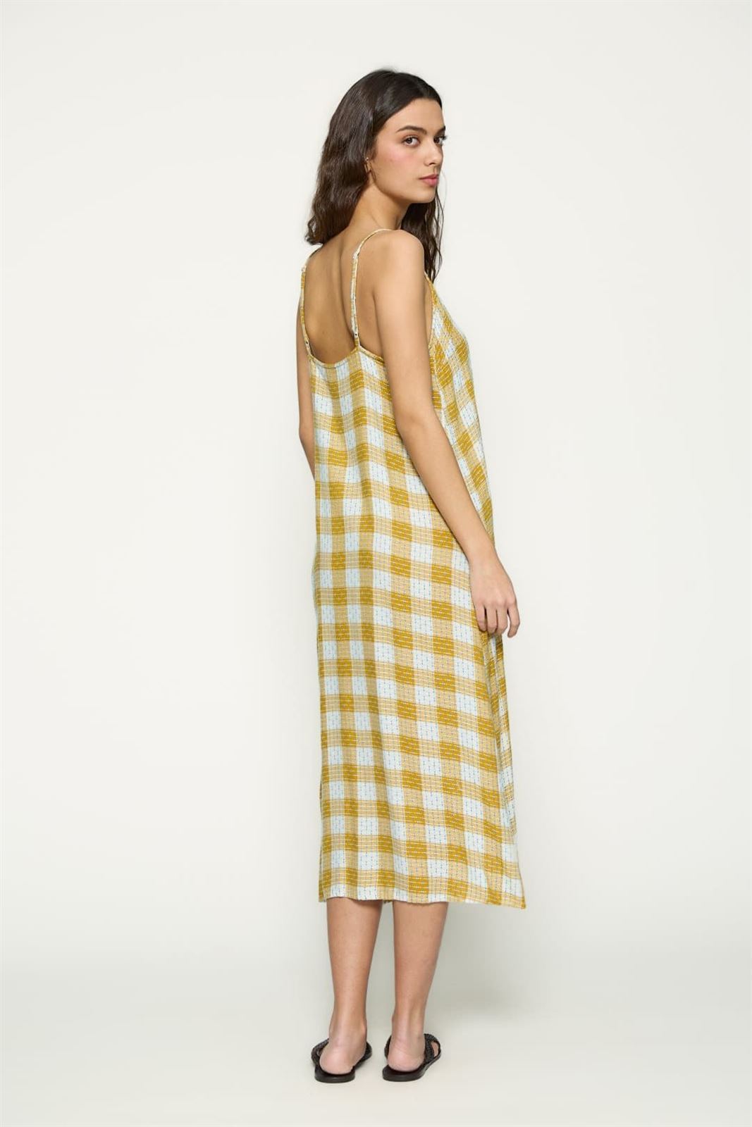 Md´M_ Vestido midi cuadros mostaza - Imagen 3
