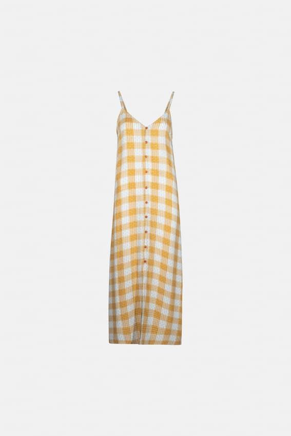 Md´M_ Vestido midi cuadros mostaza - Imagen 4