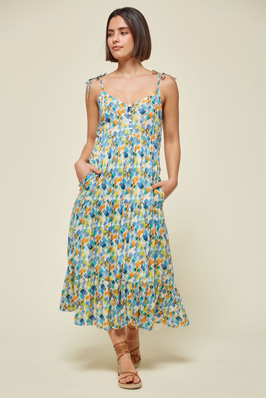 Md´M_ Vestido midi estampado diamantes - Imagen 1