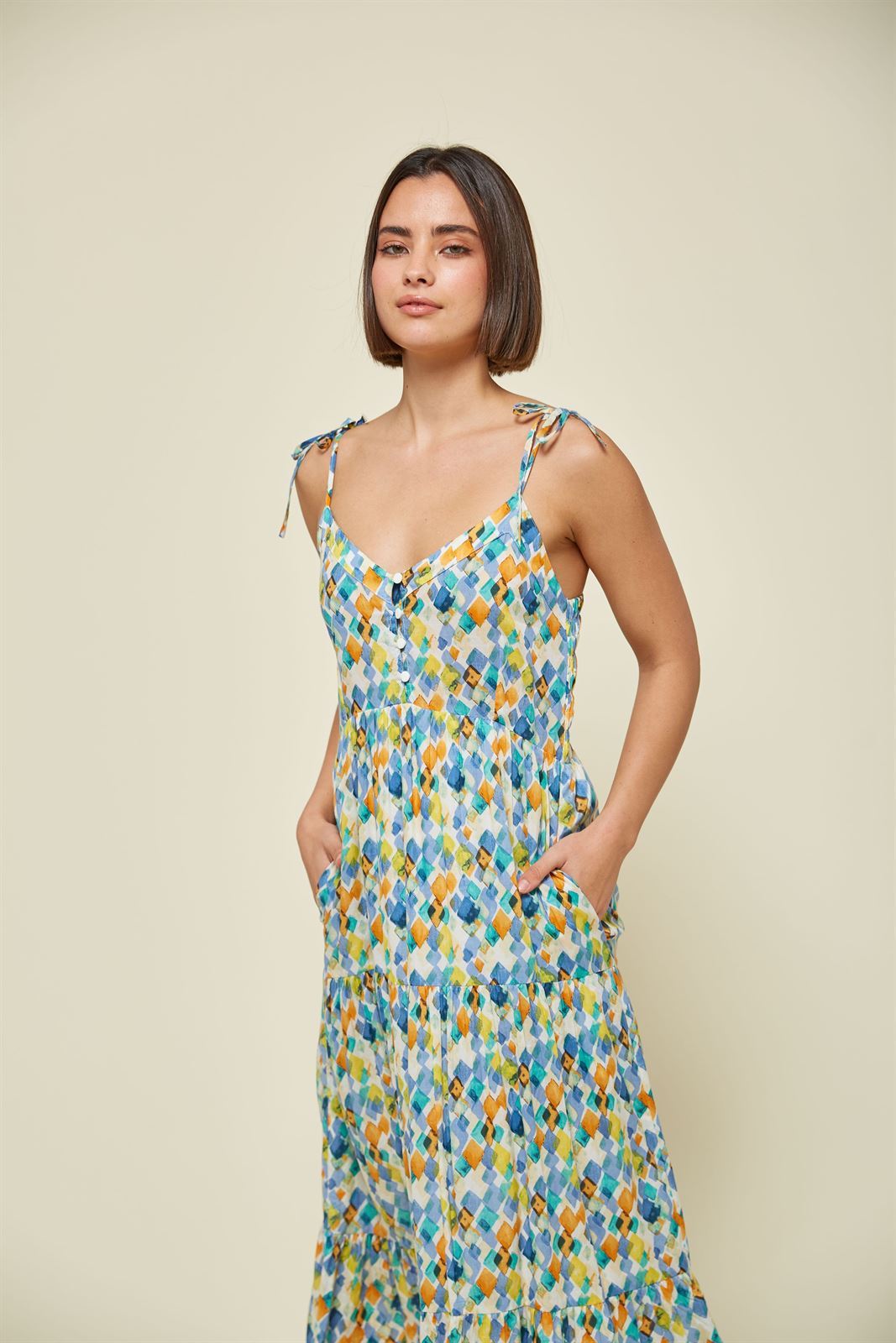 Md´M_ Vestido midi estampado diamantes - Imagen 2