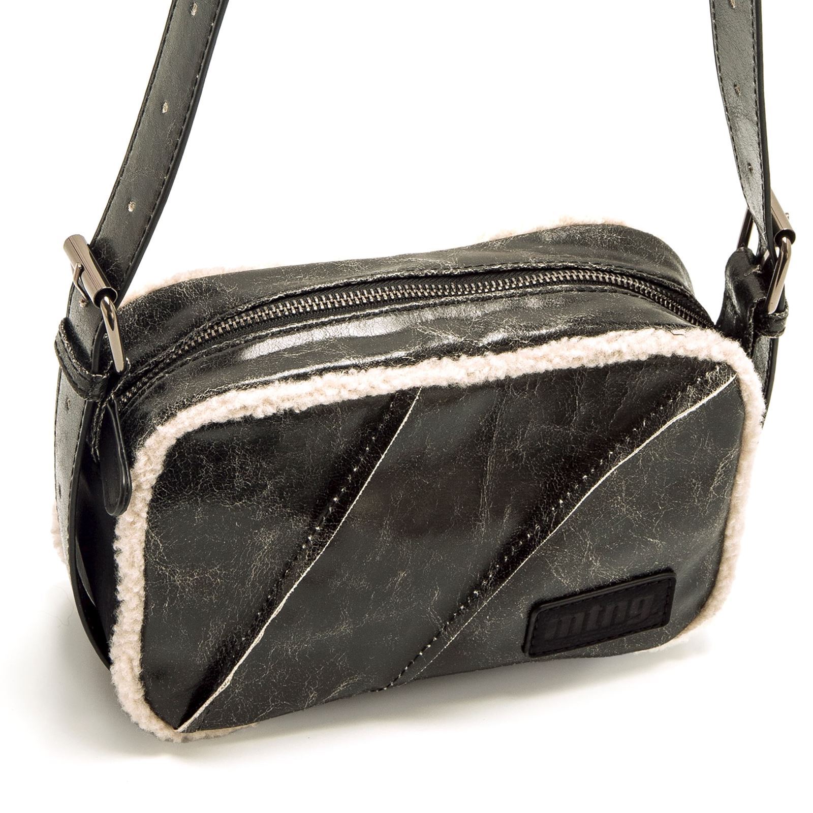 Mtng-Mustang_ Bolso bandolera negro con pelo - Imagen 2