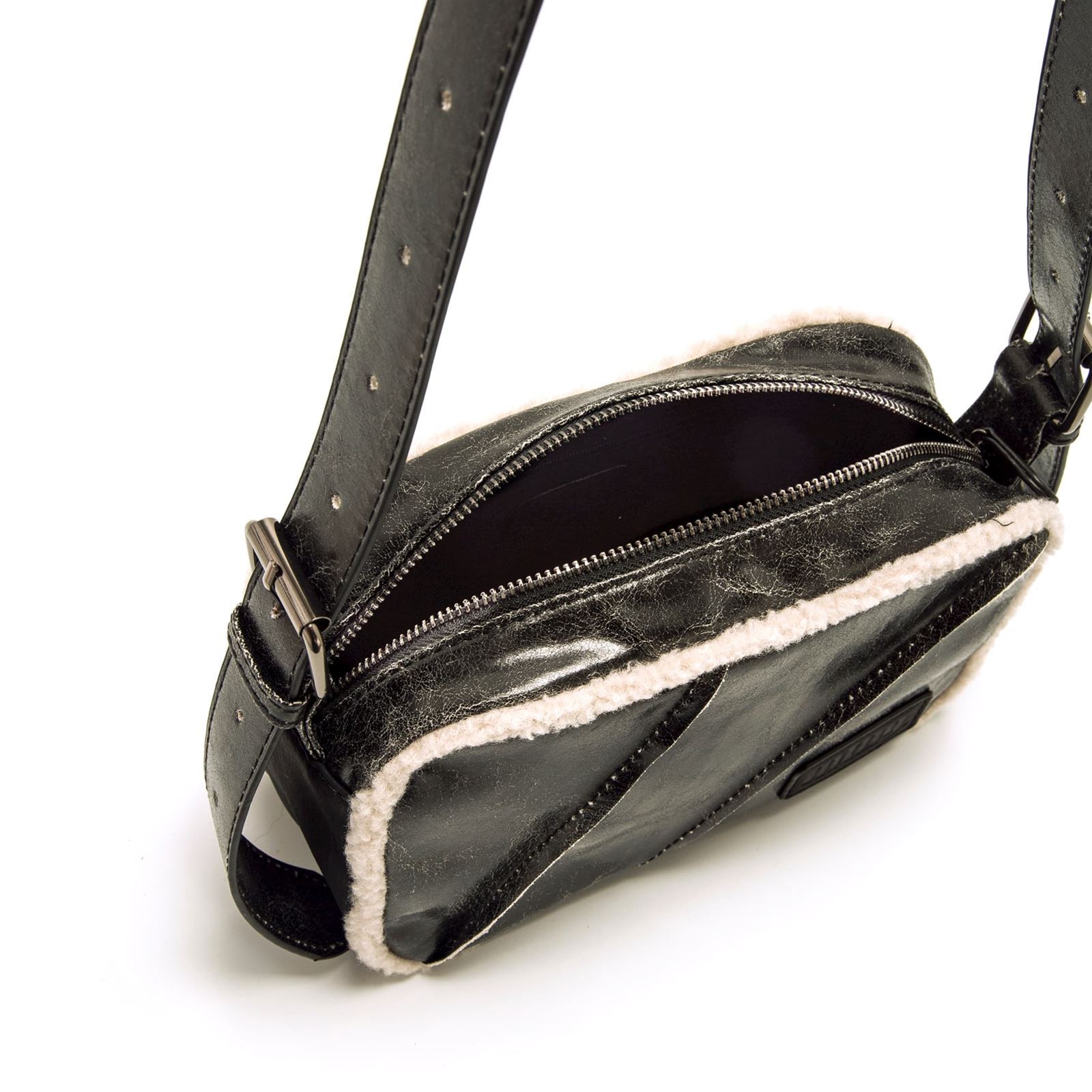Mtng-Mustang_ Bolso bandolera negro con pelo - Imagen 5