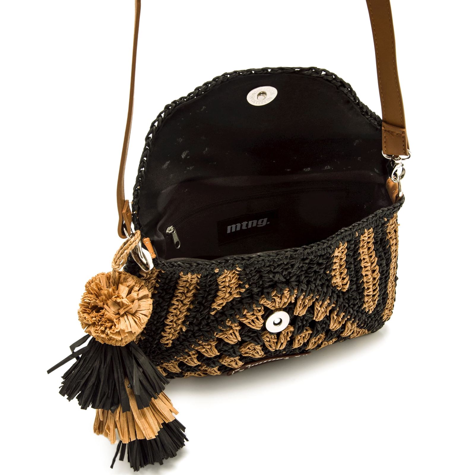Mtng-Mustang_ Bolso Dari rafia negro - Imagen 5