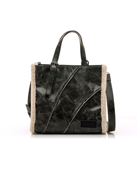 Mtng-Mustang_ Bolso waldy negro con pelo - Imagen 1