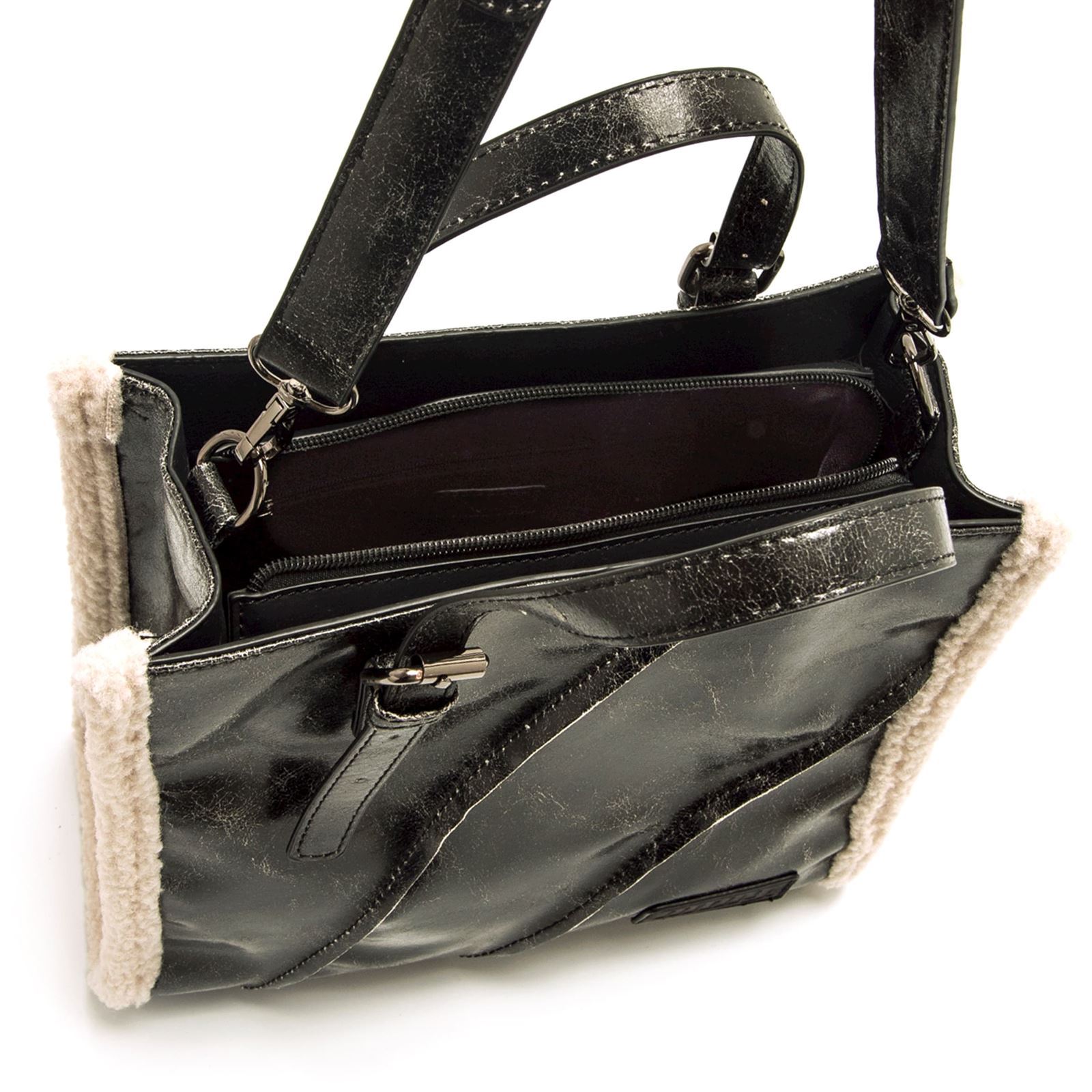 Mtng-Mustang_ Bolso waldy negro con pelo - Imagen 5