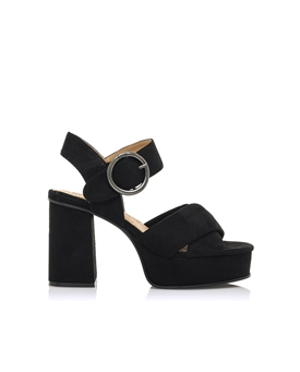 Mtng-Mustang_ Sandalia tacón ancho serraje negro - Imagen 1