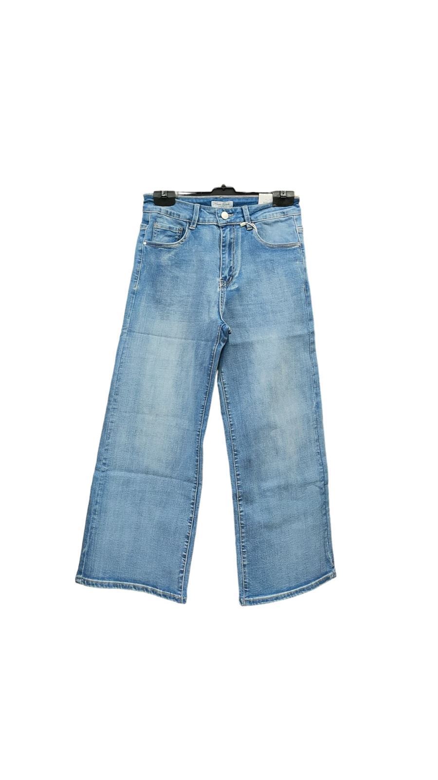 Pantalón denim ancho tobillero - Imagen 1