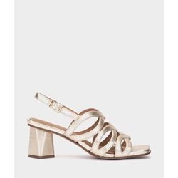 Pedro Miralles_ Sandalia tacón metalizada en color platino - Imagen 1