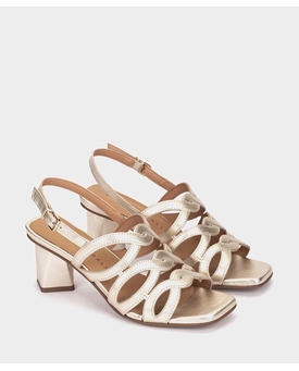 Pedro Miralles_ Sandalia tacón metalizada en color platino - Imagen 2