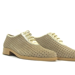 Pitillos_ Blucher con puntera y picado beige - Imagen 2
