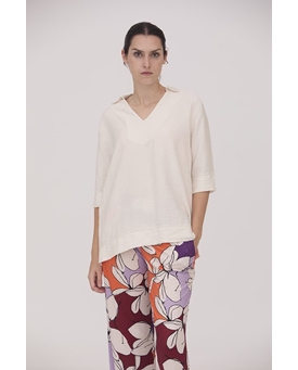 Scorzzo_ Blusa media manga beige - Imagen 1