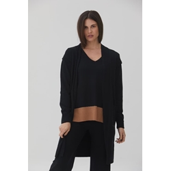 Scorzzo_ Chaqueta de punto larga negra - Imagen 1